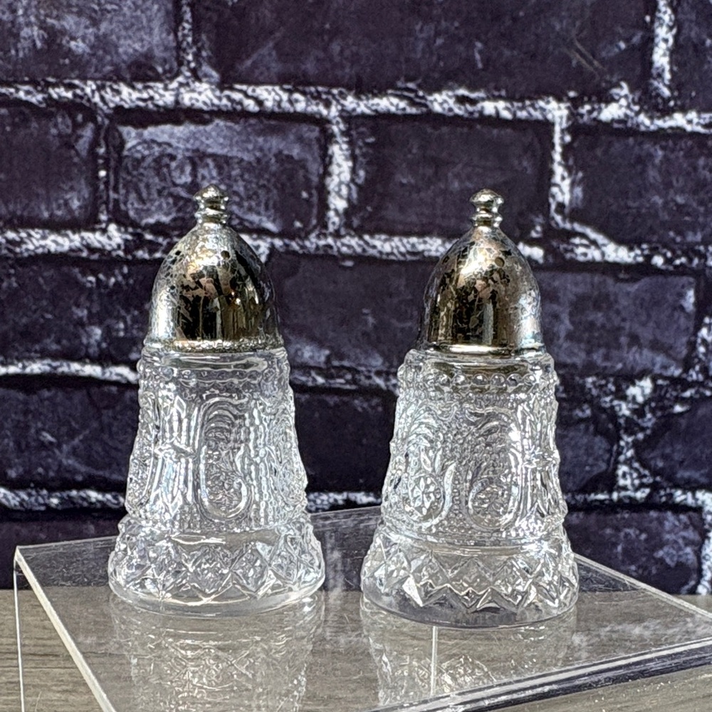Vintage Duncan and Miller Sandwich Clear Crystal Cut Salt and Pepper Set